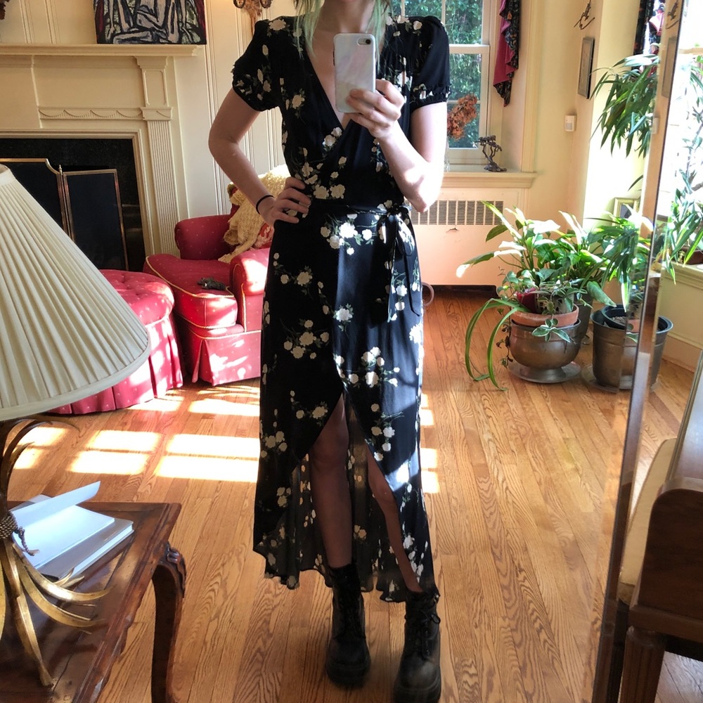 Reformation Floral High-Low Wrap Dress